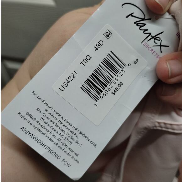 Playtex NWT Size 48D Pink Bounce Control Wicking Mesh Neckline Wirefree Bra 4221 - Picture 8 of 8